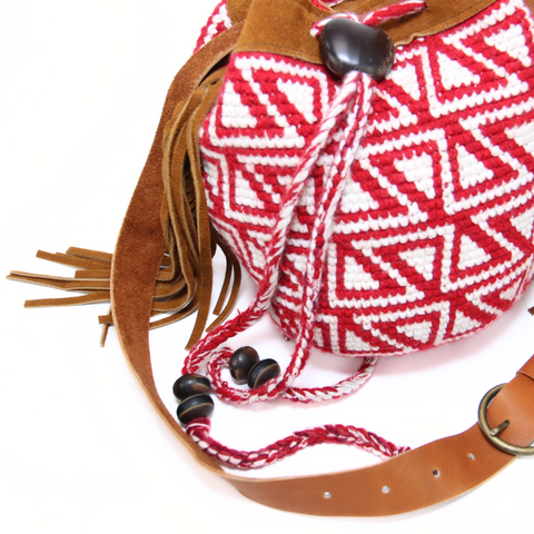 Red Ethnic Shoulder Bag Handmade Bag