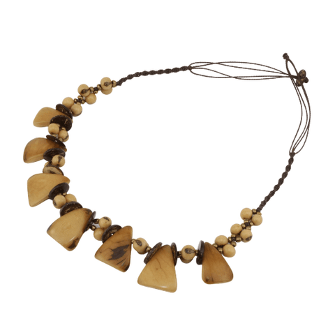 Handcrafted Brown Tagua and Acai Necklace for Women