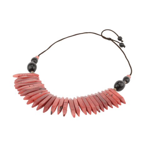 Parallelogram-Shaped Red Tagua Necklace