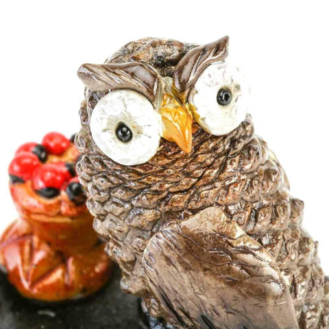Miniature Owl Sculpture with Lucky Beans