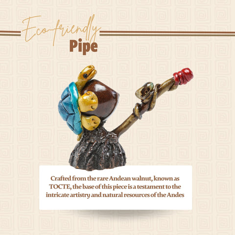 Smoking Pipe w/ Andean Walnut Base - Turtle Design