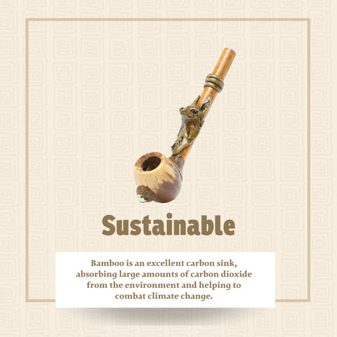 Smoking Pipe w/ Bamboo Stem - Fox Design