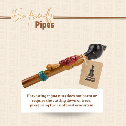 Smoking Pipe w/ Bamboo Stem - Turtle Design