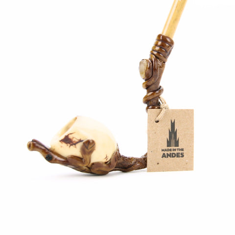 Smoking Pipe w/ Tagua Nut Bowl - Crocodile Design