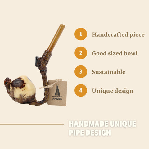 Smoking Pipe w/ Tagua Nut Bowl - Lizard Design