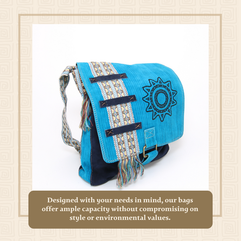 Suede Leather Bag w/ Sun (Light Blue)