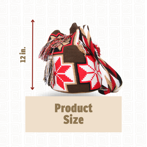 Tote Red, White and Brown w/ Flower Design