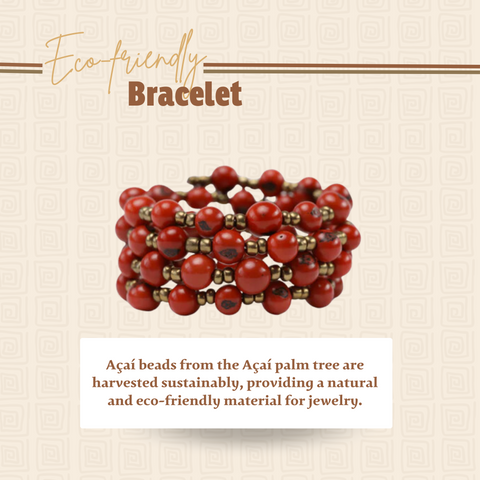 Orange Acai Beads Handmade Bracelet