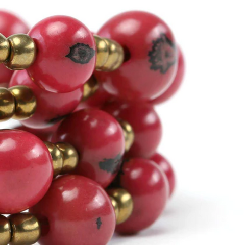 Vibrant Red Acai Beads Bracelet