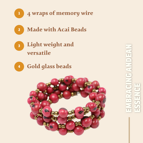 Vibrant Red Acai Beads Bracelet
