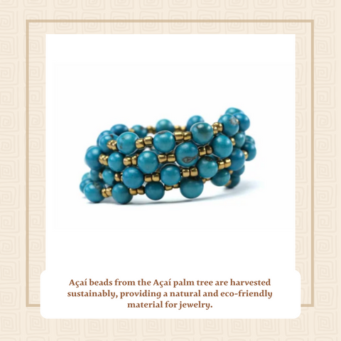 Sustainable Blue  Acai Bead Bracelet Handmade by Artisans