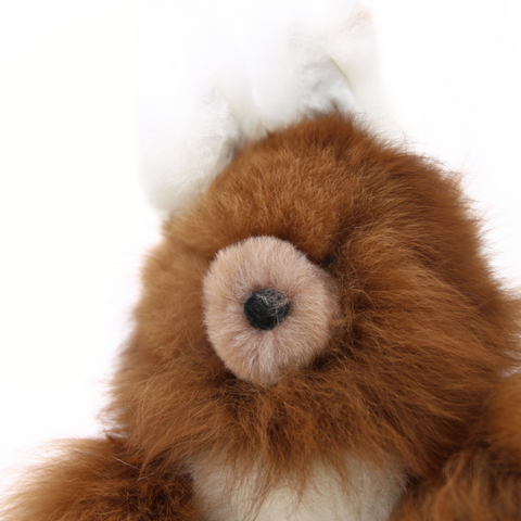 Alpaca Stuffed Bear (White & Brown Fur)