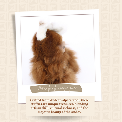 Alpaca Stuffed Bear (White & Brown Fur)