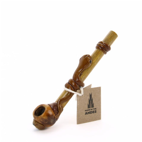 Smoking Pipe w/ Bamboo Stem - Snake Design