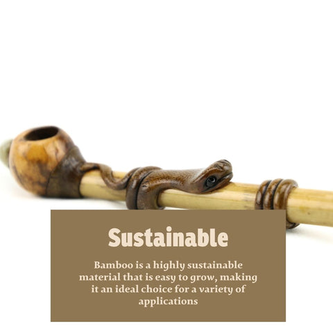Smoking Pipe w/ Bamboo Stem - Snake Design
