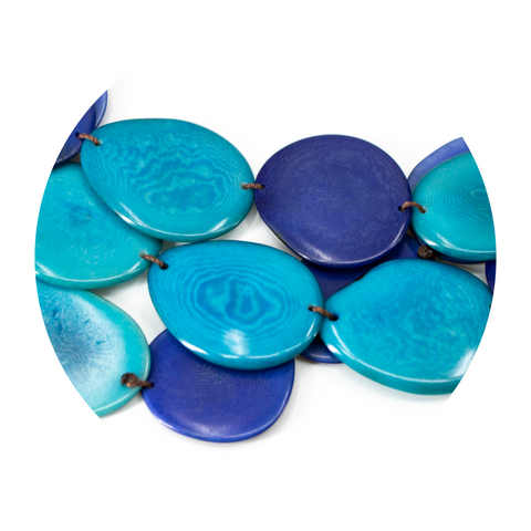 Andean Blue Oval Tagua Necklace