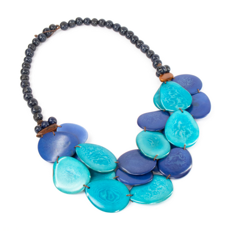 Andean Blue Oval Tagua Necklace