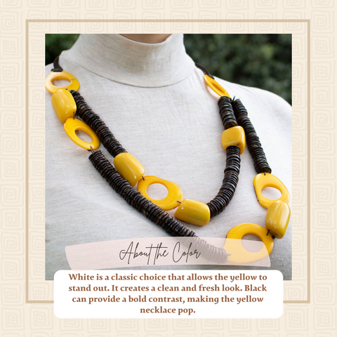 Yellow Oval-Shaped Necklace Made from Tagua