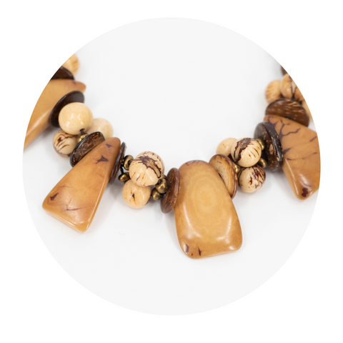Handcrafted Brown Tagua and Acai Necklace for Women