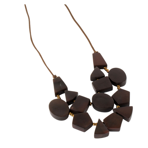 Brown Tagua Geometric Necklace