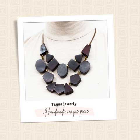 Brown Tagua Geometric Necklace
