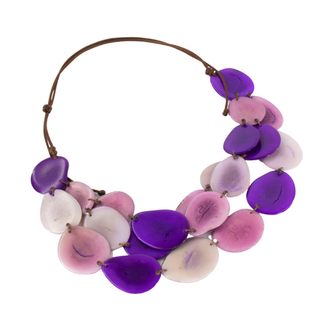 Purple Necklace Oval Shaped Petals Natural Jewelry