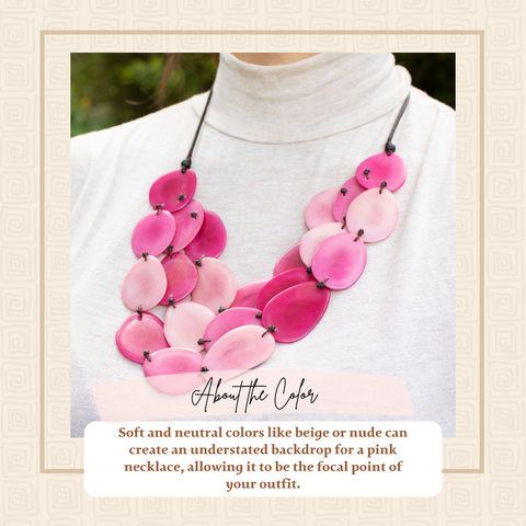 Tagua Pink Necklace Oval Shaped