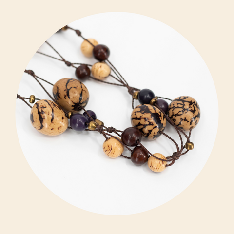 Multi-Layered Dark Brown Acai Beaded Necklace