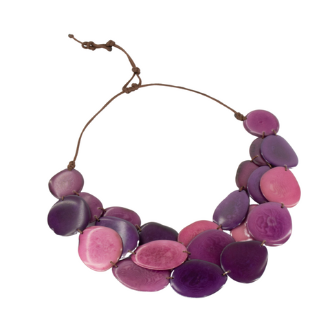 Tagua Purple Necklace Oval Shaped