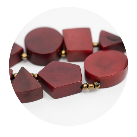 Red Tagua Geometric Necklace