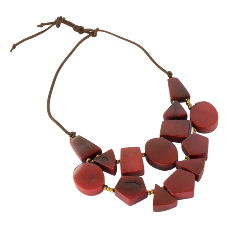 Red Tagua Geometric Necklace