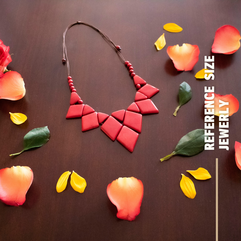 Tagua Diamond-Shaped Red Necklace