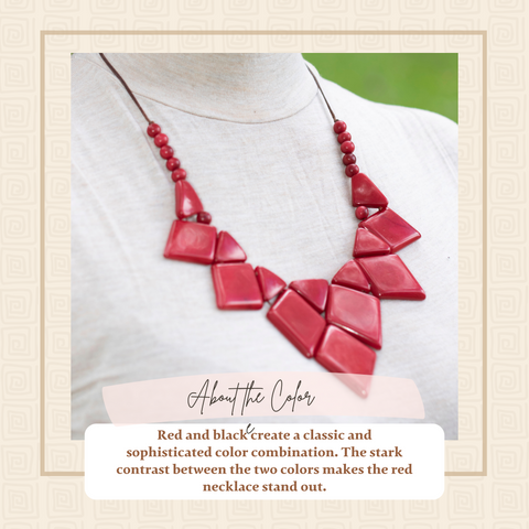 Tagua Diamond-Shaped Red Necklace