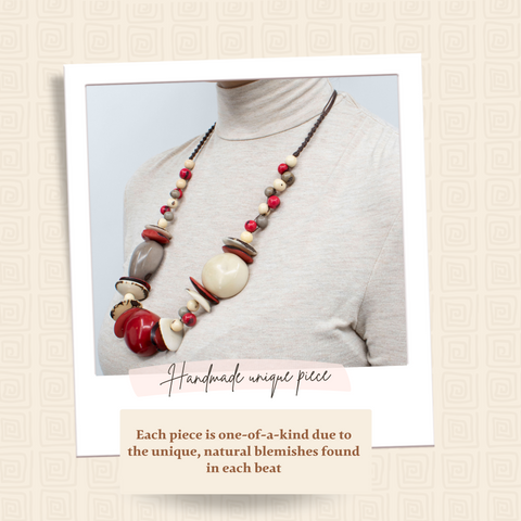 Red and White Tagua Necklace
