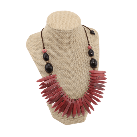 Bold and Beautiful Parallelogram-Shaped Red Statement Necklace