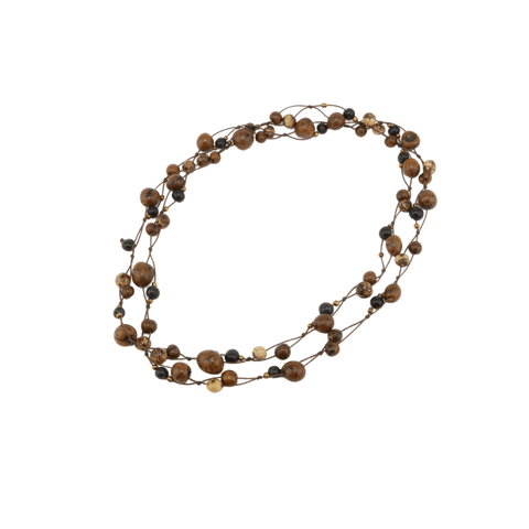 Earthy Elegance: Multi-Layered Dark Brown Beaded Necklace