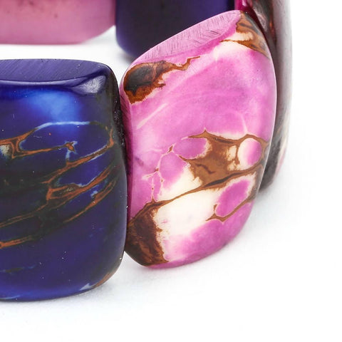Bold Purple Tagua Bead Bracelet - Sustainable and Stylish