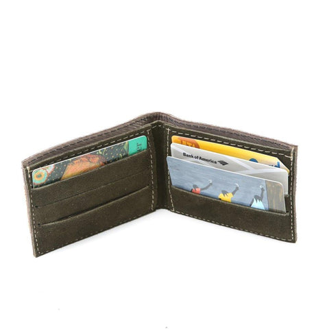 Men's Suede Leather Wallet - Brown Exterior