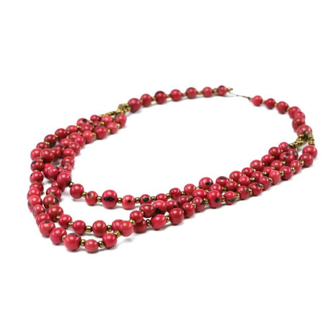 Fiery Red Acai Bead Necklace